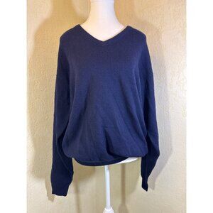 Chereskin V-Neck Sweater XL  60% Cashmere & 40% Wool  Deep Navy Blue